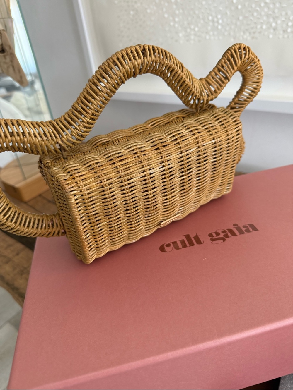 CULT GAIA Woven Rattan Handbag - Natural Tan - Picture 6 of 17